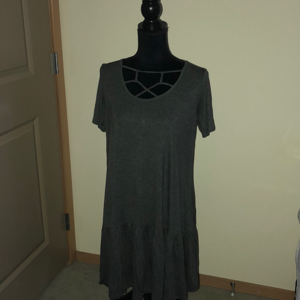 Cage Neck Drop Waist Dress
